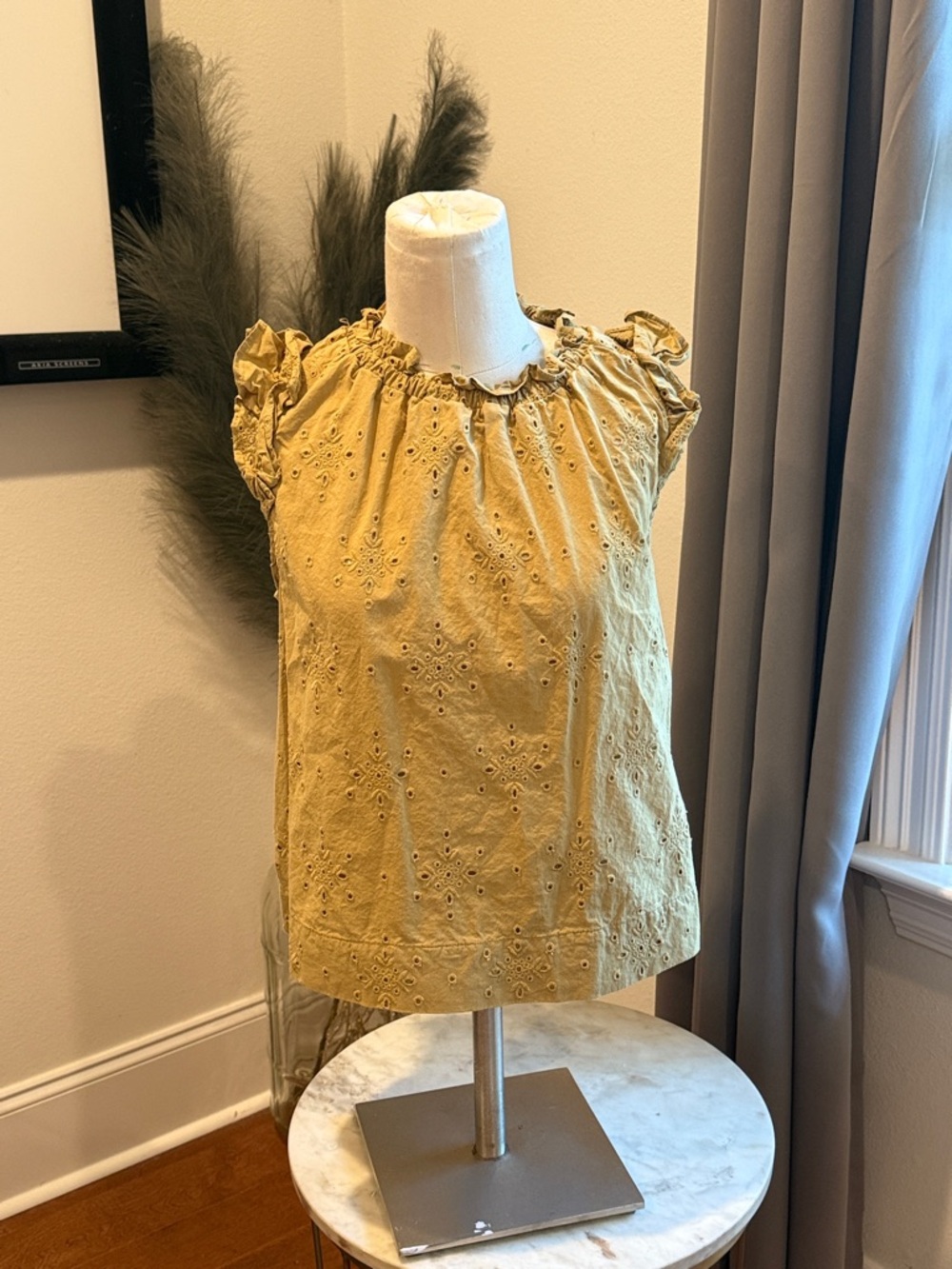 a.n.a Mustard Eyelet Ruffle Sleeve Camisole